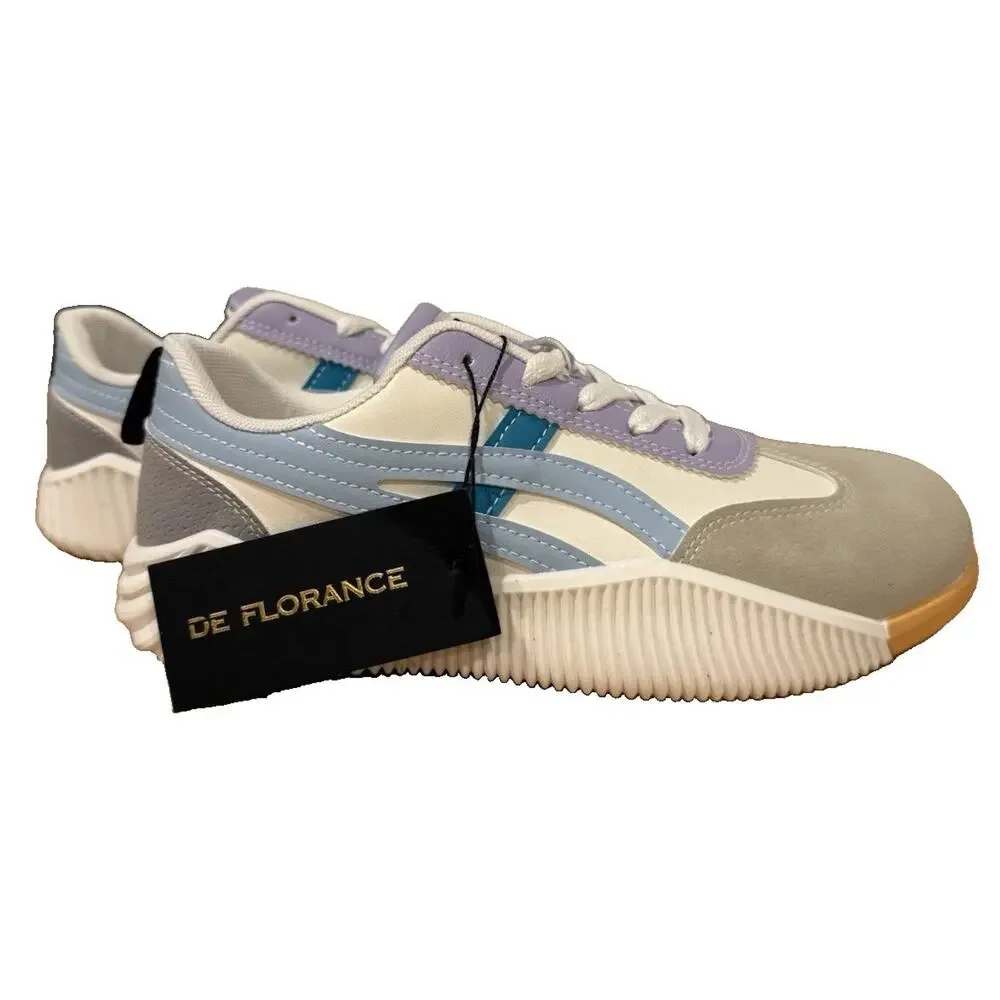 De Florance Women’s 7.5 Sneakers Blue Lavender Gray Retro Shoes New No Box